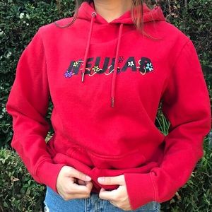 Super cute red embroidered hoodie